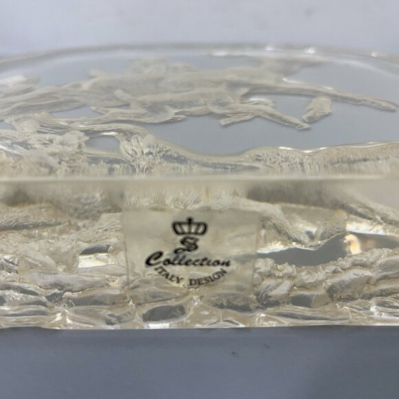 Vintage Deer Fawn Etched Sculpture Block Clear Lucite Acrylic Plastic Collection - Picture 5 of 13